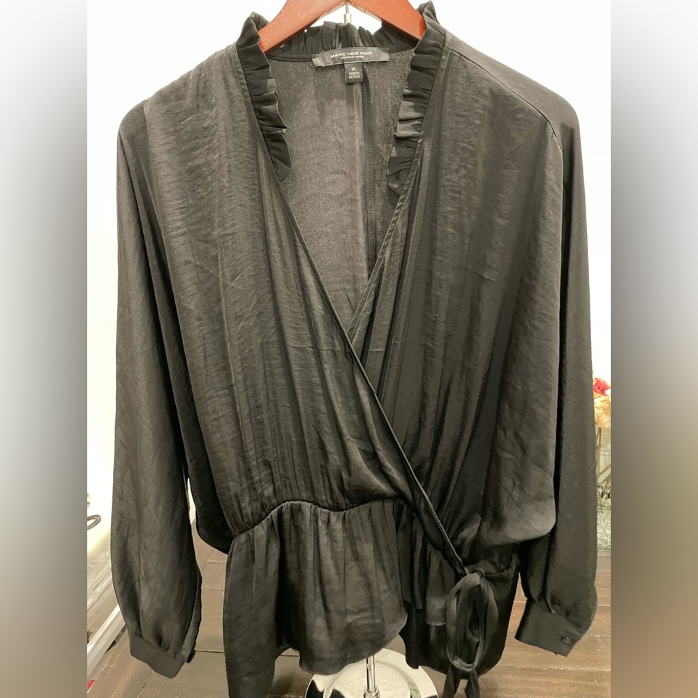 Marc New York Black Wrap Blouse